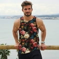 thumbnail image 6 of Uemuo Rose Flowers Pattern Men's Muscle Shirts Sleeveless Dry Fit Gym Workout Tank Top Lightweight Sports Tank Top Beach Tank Top, Loose-fit Sleeveless Shirt-XX-Large, 6 of 7
