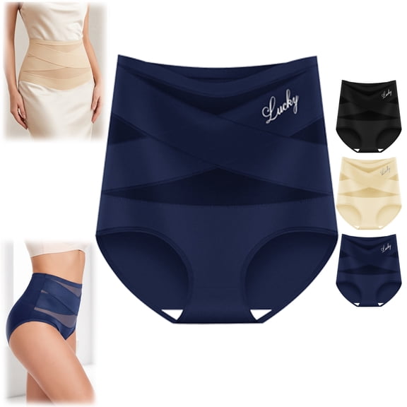 Women's Cotton High Waisted Underwear, Tummy Control Soft Stretch Briefs for Postpartum Recovery, Full Coverage Panties
