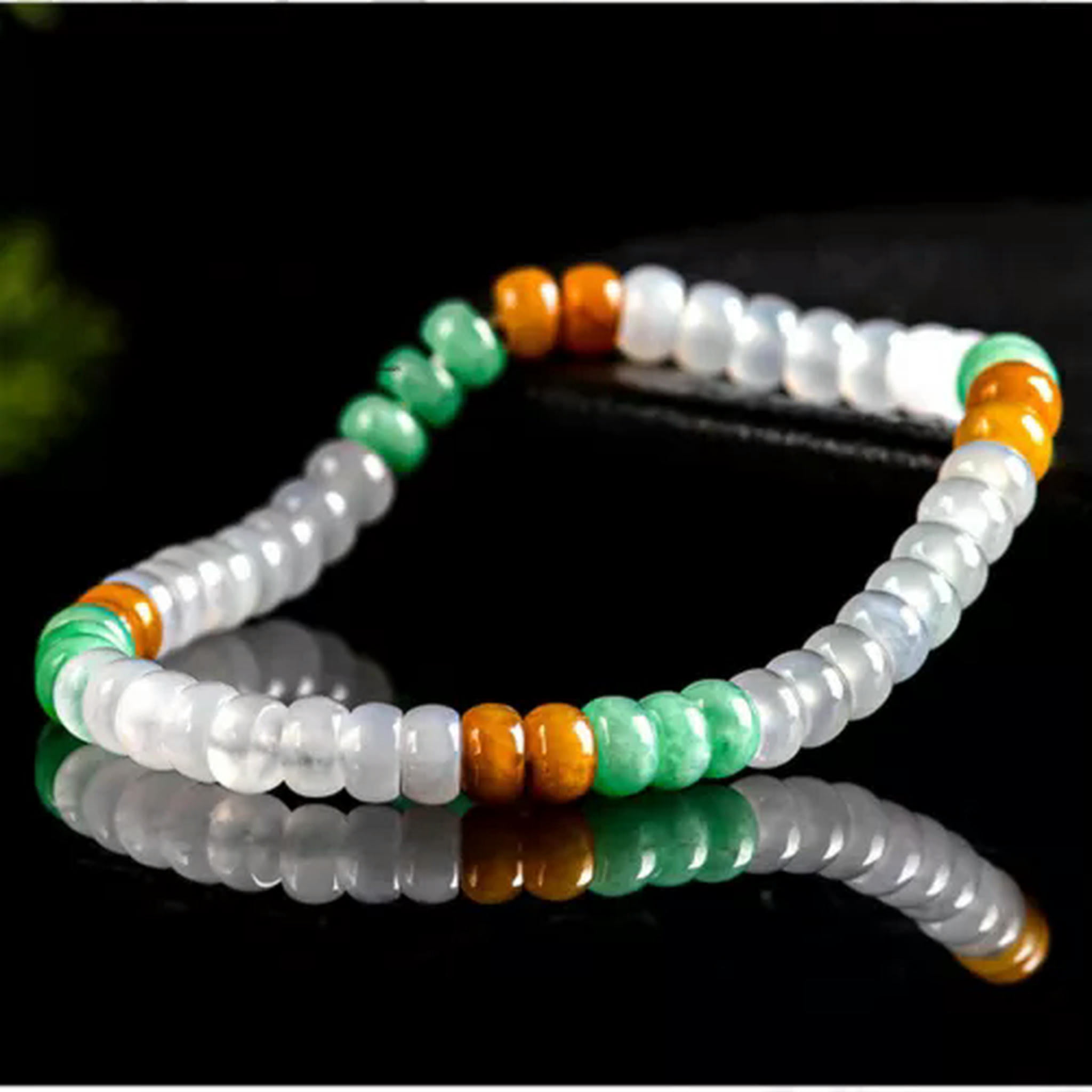 EOEMY Natural Grade A Jade Jadeite Women Lucky Colorful 5.5mm Abacus Beaded Bracelet