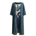 thumbnail image 3 of Womens Plus Size Two-Piece Set Floral Print Midi Dress with Cardigan Chiffon Casual Sleeveless Wedding Guest Dresses, 3 of 4