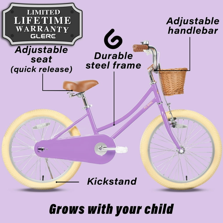 Glerc 18 Inch Kids Bike for 5 6 7 8 Years Old Little Girls
