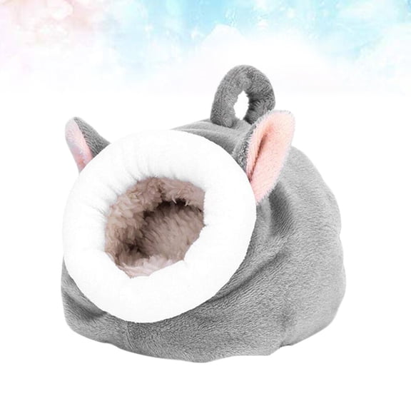 CRILSTYLEO Soft Plush Grey Hamster Sleeping Bed Cozy Warm Nest for Small Pets Travel and Home Use