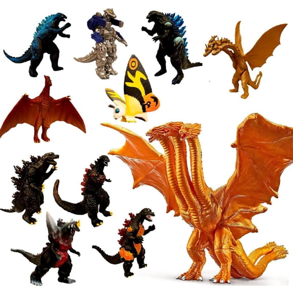 Njube 10pcs Small Dragons and Gidorah Action Figures Toys Set