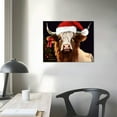 thumbnail image 3 of Nawypu  Highland Cow Canvas Wall Art: Merry Christmas Cow Decorations for Home - Red Hat Cow Picture Farmhouse Decor Cute Farm Animal Print Framed Poster for Bedroom Living Room, 3 of 4