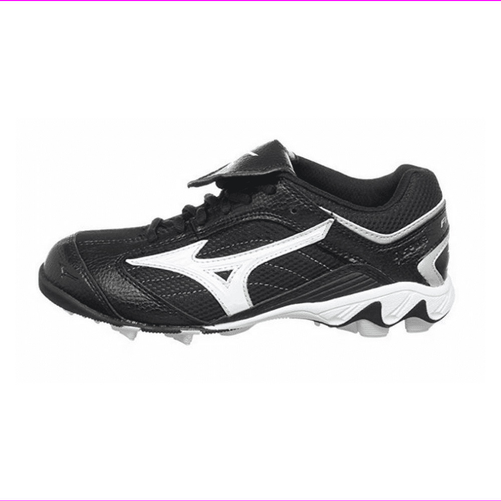 New in Box MIZUNO Youth 9-Spike Franchise Low G5 Baseball Cleats Black White 
