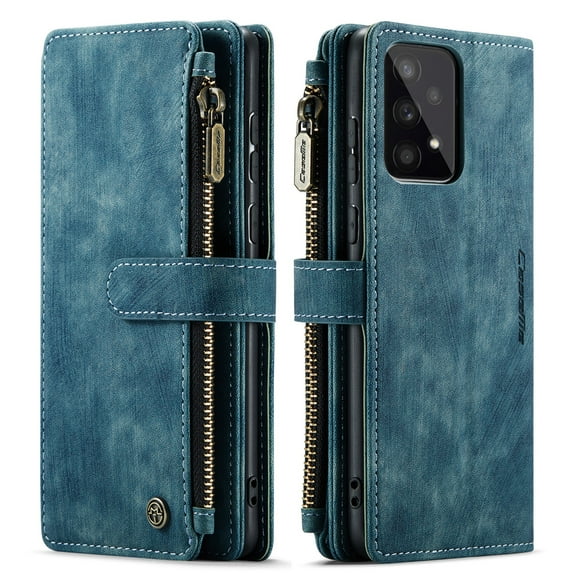 Jiahe Cover Design for Samsung Galaxy A53 5G Wallet Case with PU Leather Card Holder Slots Kickstand Magnetic Flip Folio Cases Zipper Pocket Shockproof Protective Cover for Samsung Galaxy A53 5G, Blue