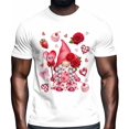 thumbnail image 2 of Camisetas para hombre, camiseta de algodón con cuello redondo, diseño de pastel de corazón y rosa enana, manga corta para hombre, San Valentín, gnomo, fresa, 2 of 8