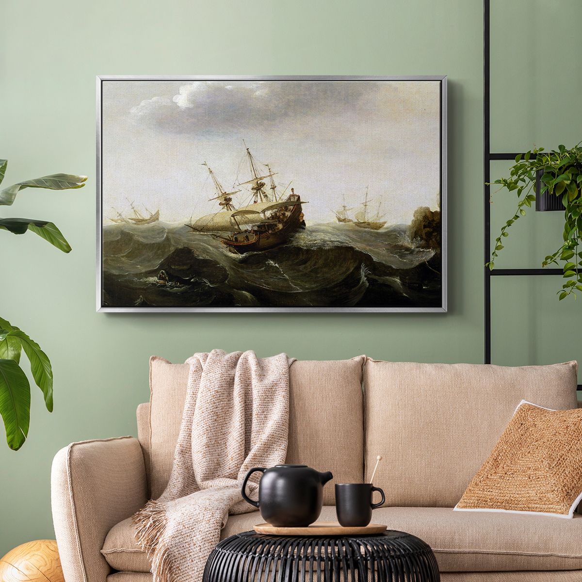 Vintage Landscape-MII By Wexford Home Framed in Silver Wood Gallery Wrapped Canvas 25 in. x 37 in.