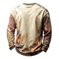 thumbnail image 4 of Havenx Men's Halloween Shirts Pumpkin Print Waffle-Knit Shirts Long Sleeve Crewneck Tshirts Lightweight Casual Retro Spooky Scary Funny Tees,Khaki S, 4 of 5
