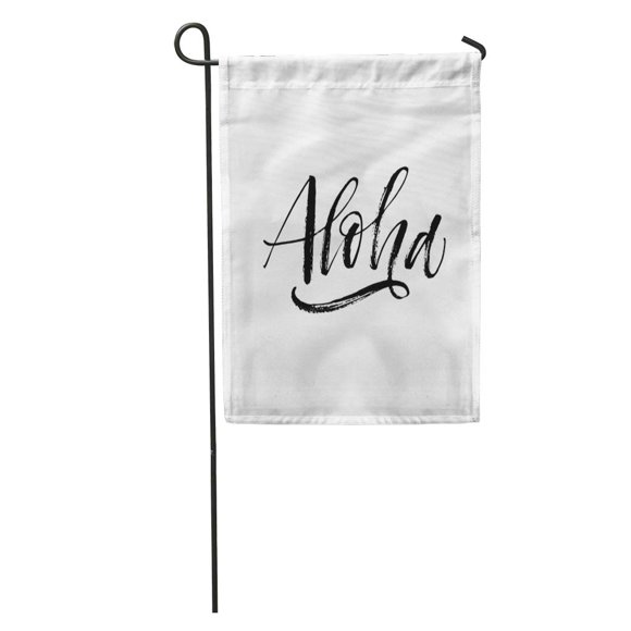 POGLIP Hawaii Aloha Lettering Hello in Hawaiian Ink Modern Brush Drawing Garden Flag Decorative Flag House Banner 28x40 inch
