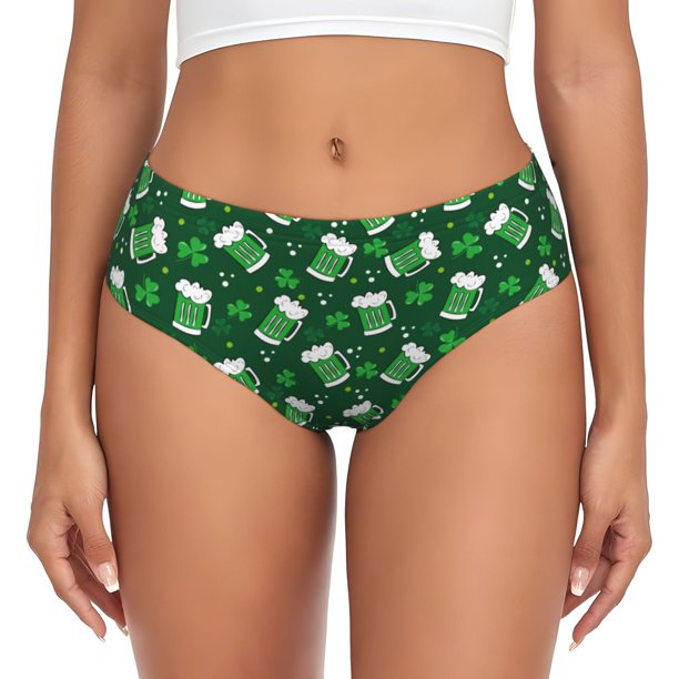 Fotbe Happy St. Patrick's Day Calzones Estampados para Mujer – Ropa Interior de Algodón, Cómoda, Suave y Elástica-Large