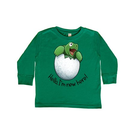 

Inktastic Hello I m New Here Cute Baby Turtle Gift Toddler Boy or Toddler Girl Long Sleeve T-Shirt