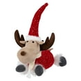 thumbnail image 2 of Northlight Laying Plush Moose Christmas Figure - 12" - Red and White, 2 of 6