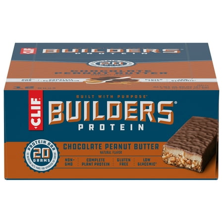 Clif Builder's Protein Bar, Gluten Free, 20g Protein Bar, Chocolate Peanut Butter, 12 Ct, 2.4 oz