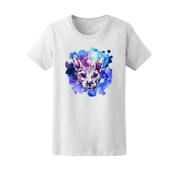 Bald Cat In Space Waterbrush T-Shirt Women -Image by Shutterstock, Female Small