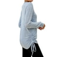 thumbnail image 5 of ZXSXSY Women V Neck Ruched Drawstring Long Seeve Solid Color Top, 5 of 7