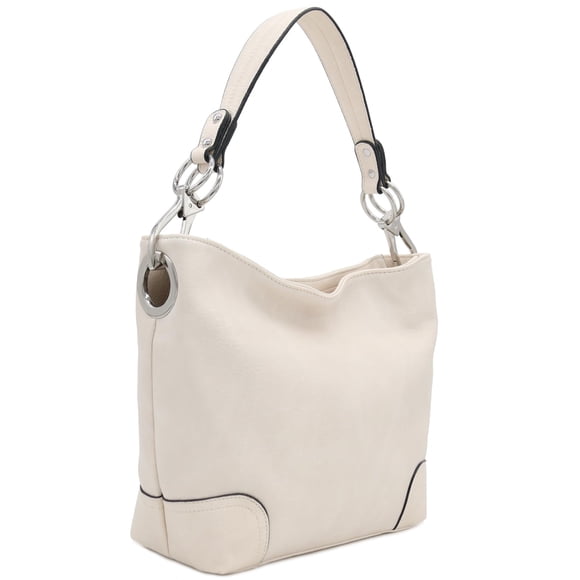 Bolso de hombro Hobo ALYSSA Ivory con herrajes Big Snap Hook