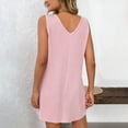 thumbnail image 4 of Lenpel Women's Sleeveless Mini Dress 2025 Summer Casual V Neck Striped Textured Tank Dress Tunic Short Dress with Pockets, 4 of 5
