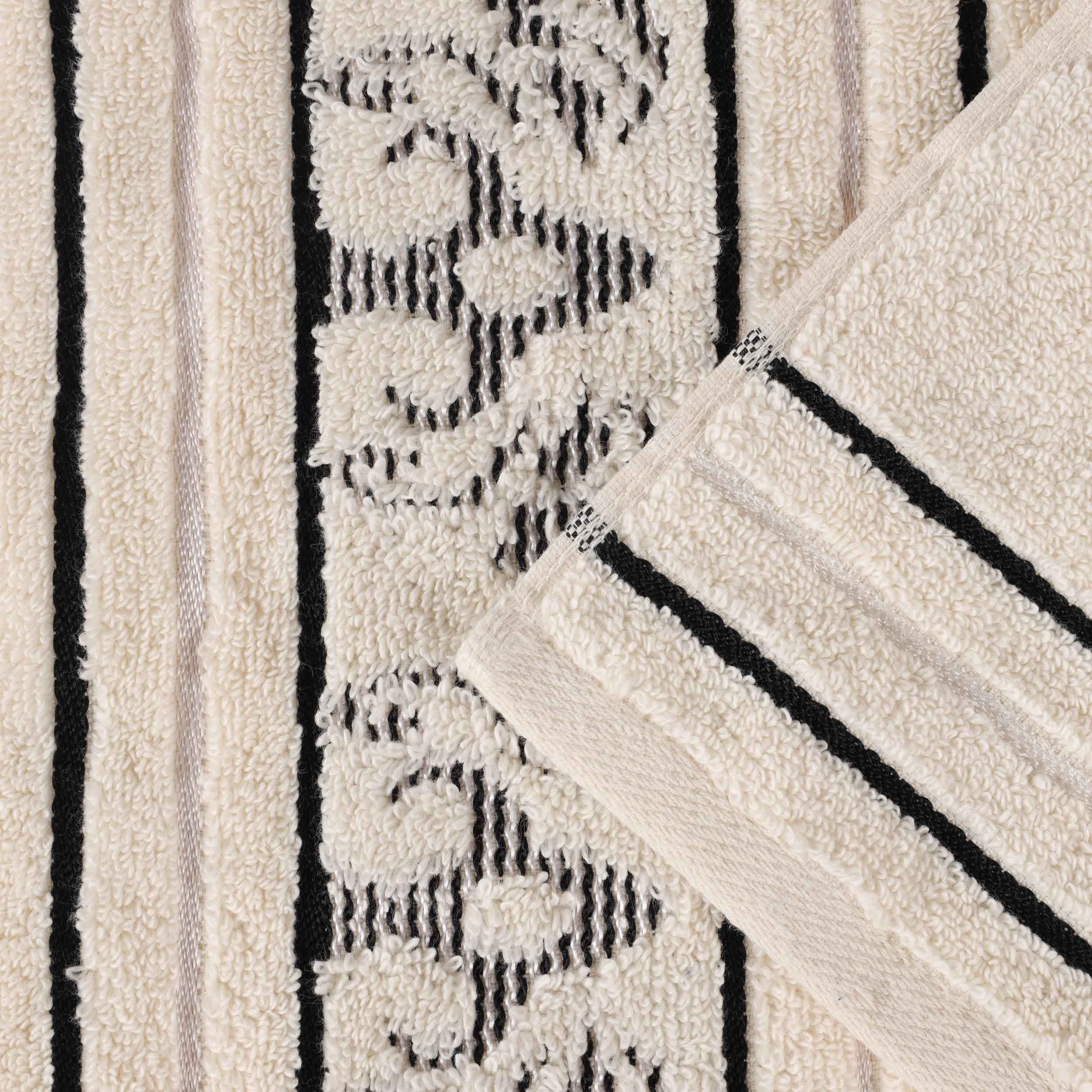 Superior Sadie Zero Twist Cotton Jacquard Hand Towel, Set of 6, Ivory