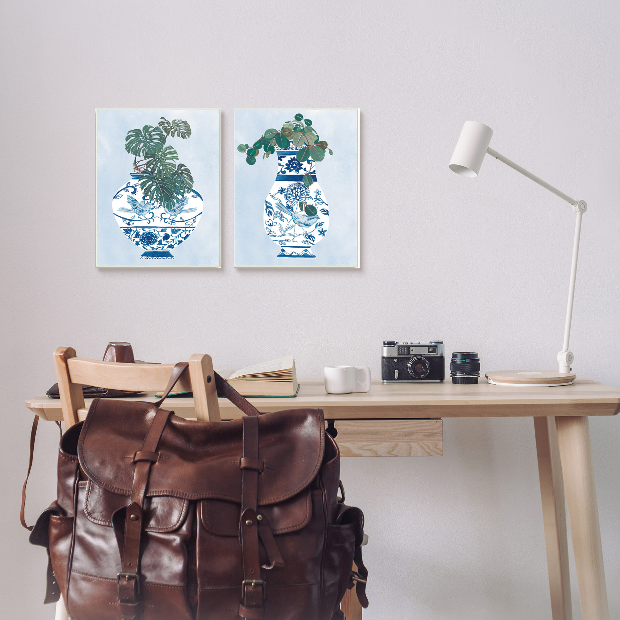 Stupell Indtries Elegant Indoor Plant Still Life Ornate Blue Vases,10 x 15,Design by Melissa Wang&nbsp;