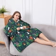thumbnail image 5 of Oversized Wearable Blanket Hoodie,Green Christmas Dinosaur and Snowman Pattern Sherpa Blanket Hoodie with Super Pockets,Super Warm Fuzzy Pullover for Women & Men, 5 of 6