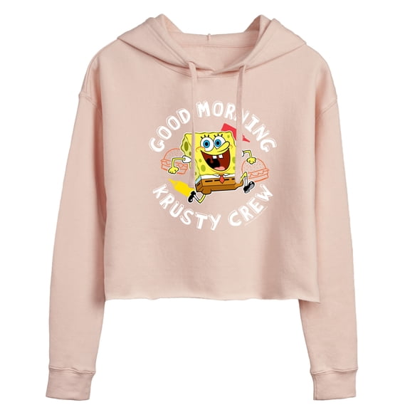 SpongeBob SquarePants - Good Morning Krusty Crew - Juniors Cropped Pullover Hoodie