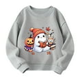thumbnail image 4 of YOUYEDIAN Kids Girls Halloween Sweatshirts Novelty Long Sleeve Pullover Pumpkin Bat Spider Print Sweaters Oversized Crewneck Halloween Clothing Light Gray 11-12 Years, 4 of 4
