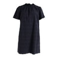 thumbnail image 3 of Free Assembly Women’s and Women's Plus Ruffle Neck Cotton Eyelet Mini Dress with Short Sleeves, Sizes XS-4X, 3 of 5