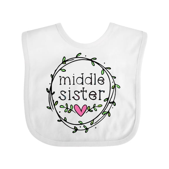 Inktastic Middle Sister Leaves, Circle, Heart Girls Baby Bib