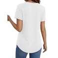 thumbnail image 4 of MOSHU Deep V Neck Womens Tops Curved Hem Shirts for Women Fashion Trendy Blouses Casual Loose Fit Tees Tops, 4 of 9