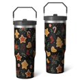thumbnail image 2 of 1pc Gingerbread Man 30oz Tumbler with Straw & Handle - Insulated Stainless Steel Cup | Holiday Gift for Man Women (Christmas, Valentine's, Birthday), 2 of 7