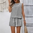 thumbnail image 6 of NMMUED Casual 2 Piece Sets for Women Shorts and Tank Top Matching Set Women Striped Short Sets for Women Clothing Summer Beach Vacation Clothes Black L, 6 of 9