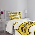 thumbnail image 3 of Ambesonne Zombie Quilted Bedspread Set 2 Pcs, Safe Area Zone, Twin Size, Yellow Black, 3 of 5