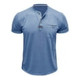 thumbnail image 5 of ZRGHAOYLQ Men's Henley Shirts Short Sleeve Trendy Button Up T Shirts Classic Solid Color Lightweight Tees Big and Tall Plus Size Shirt with Chest Pockets, 5 of 8
