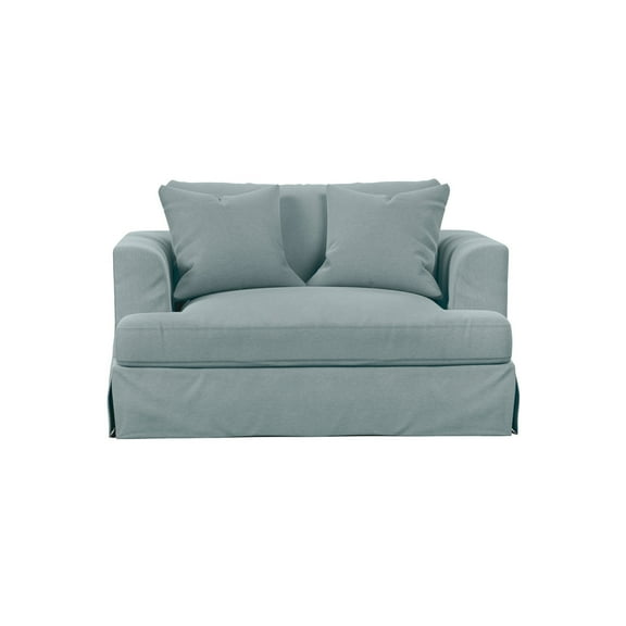 Oversized Chair And A Half Slipcovered, Comfortable Armchair, Washable Fabric, Blue Accent Chair, Living Room Seating