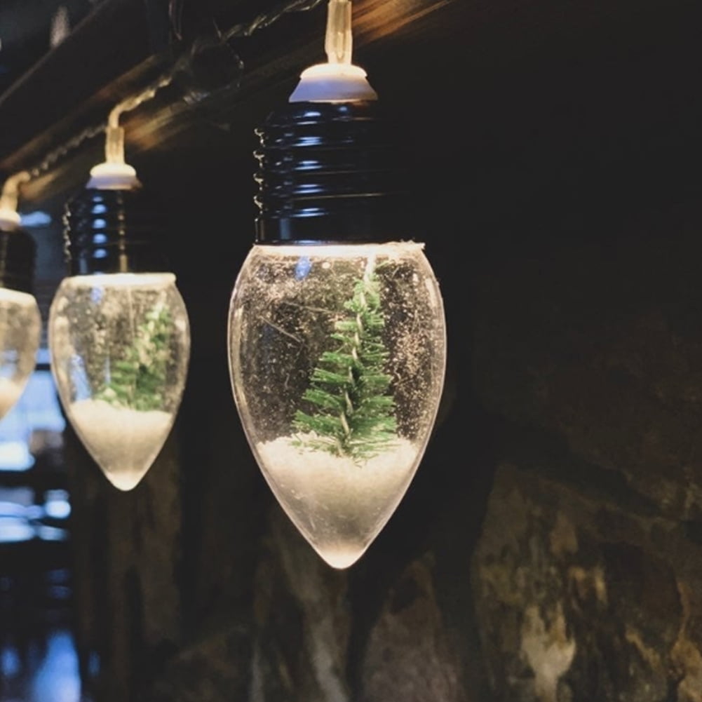 Snow Globe Lamp Christmas Tree String Lights Home Decor Battery Powered Gift 
