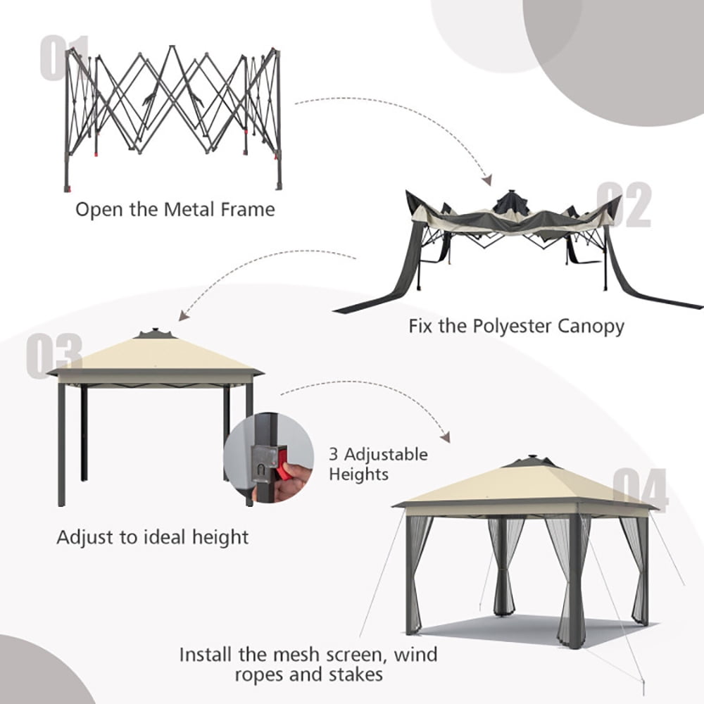 Aimee Lii 11 x 11 Feet Portable Outdoor Patio Folding Gazebo with Led Lights, Backyard Canopy Gazebo, Coffee Aimee Lii 11 x 11 Feet Portable Outdoor Patio Folding Gazebo with Led Lights, Backyard Canopy Gazebo, Coffee