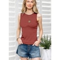thumbnail image 3 of Mint Plus Pink - Round Neck Sleeveless Tank Top - 6 Sizes, Casual Summer Ribbed Tops in Polyester/Spandex Blend, 3 of 8