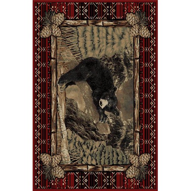 Mayberry Rug LK7650 5X8 5 ft. 3 in. x 7 ft. 7 in. Lodge King Lazy Bear Area Rug