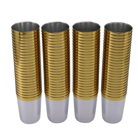 

100x Gold Plastic Cups 10 Clear Plastic Cups Tumblers Gold Rimmed Cups Fancy Disposable Wedding Cups Elegant Party Cups with Gold Rim