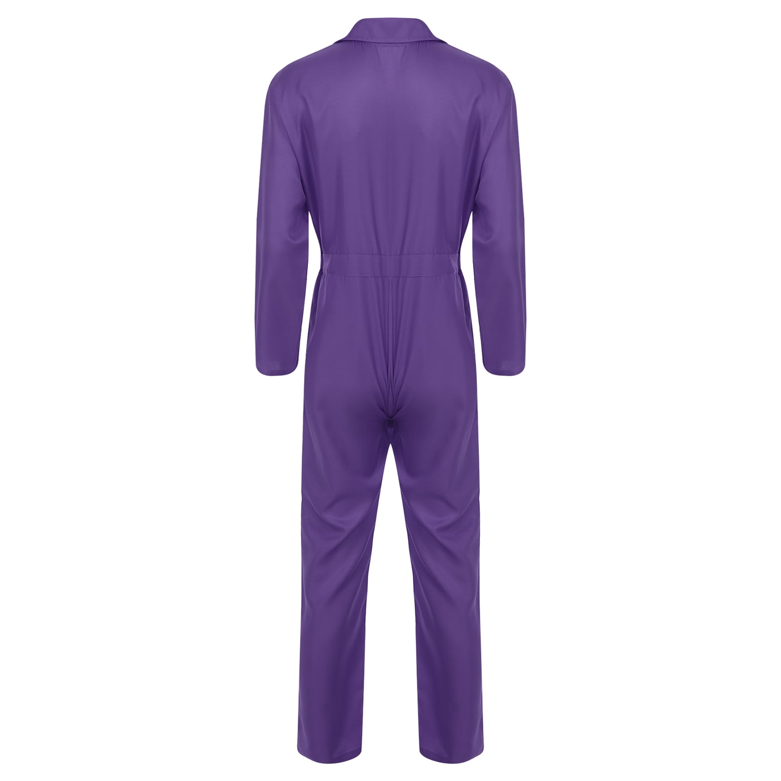 Haitryli Men's Work Coveralls Workwear Lightweight Long Sleeve Button-up Loose Fit One Piece Jumpsuit Purple L