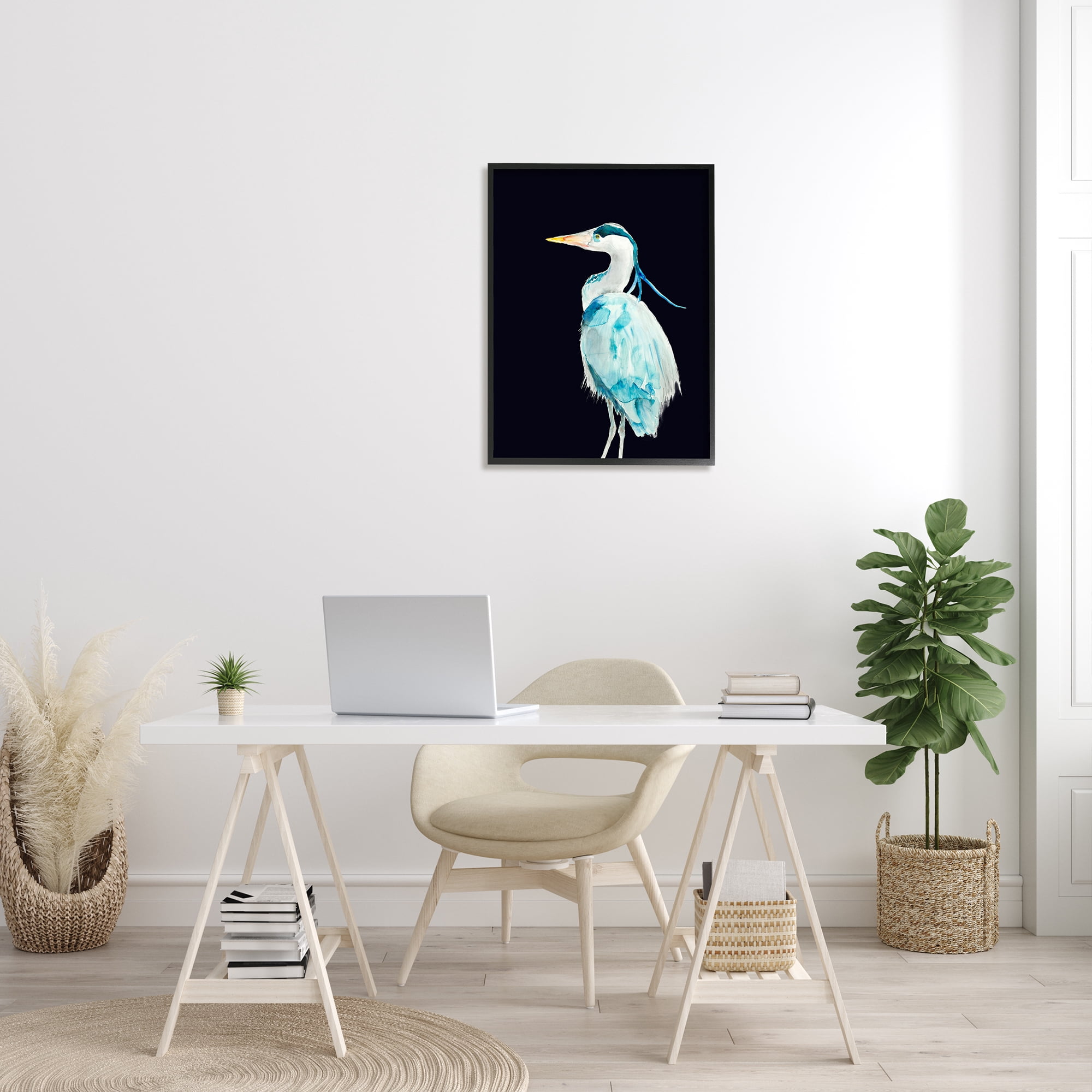 Stupell Home Décor Industries Great Blue Heron Strong Tall Bird over Black, 24 x 30, Designed by Patti Mann