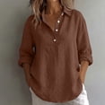 thumbnail image 2 of Purcolt Women's Linen Button Shirt Long Sleeve Loose Blouse with Pocket for Summer Travel Beach Work Outfits Solid Work Business Casual Tops, 2 of 6
