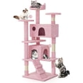 thumbnail image 1 of BestHome Multi-Level Cat Tree & Condo – Sturdy Climbing Tower with Sisal Scratching Posts & Interactive Toys,54inch, Pink, 1 of 6