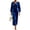 Blue, variant on Womens Velvet Midi Dress Long Sleeve Cowl Neck Split Hem Lantern Sleeve Draped Bodycon Dress for Evening Occasion Coffee L