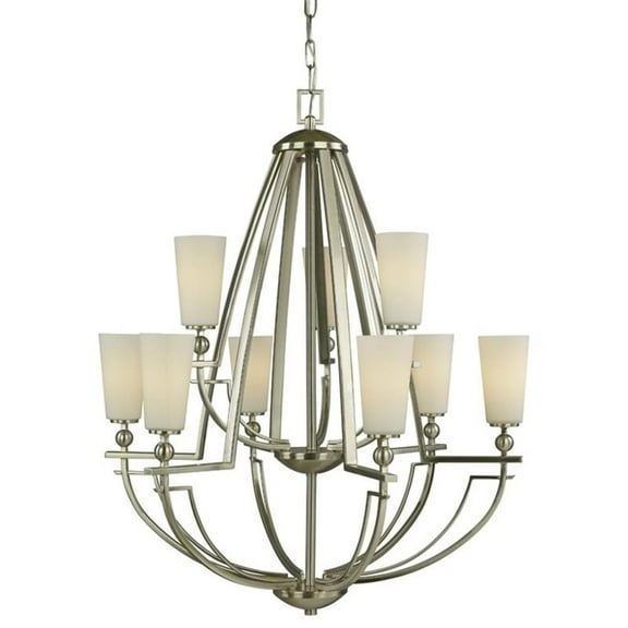 Woodbridge Lighting Aurora 9-light Steel & Glass Chandelier in Satin Nickel