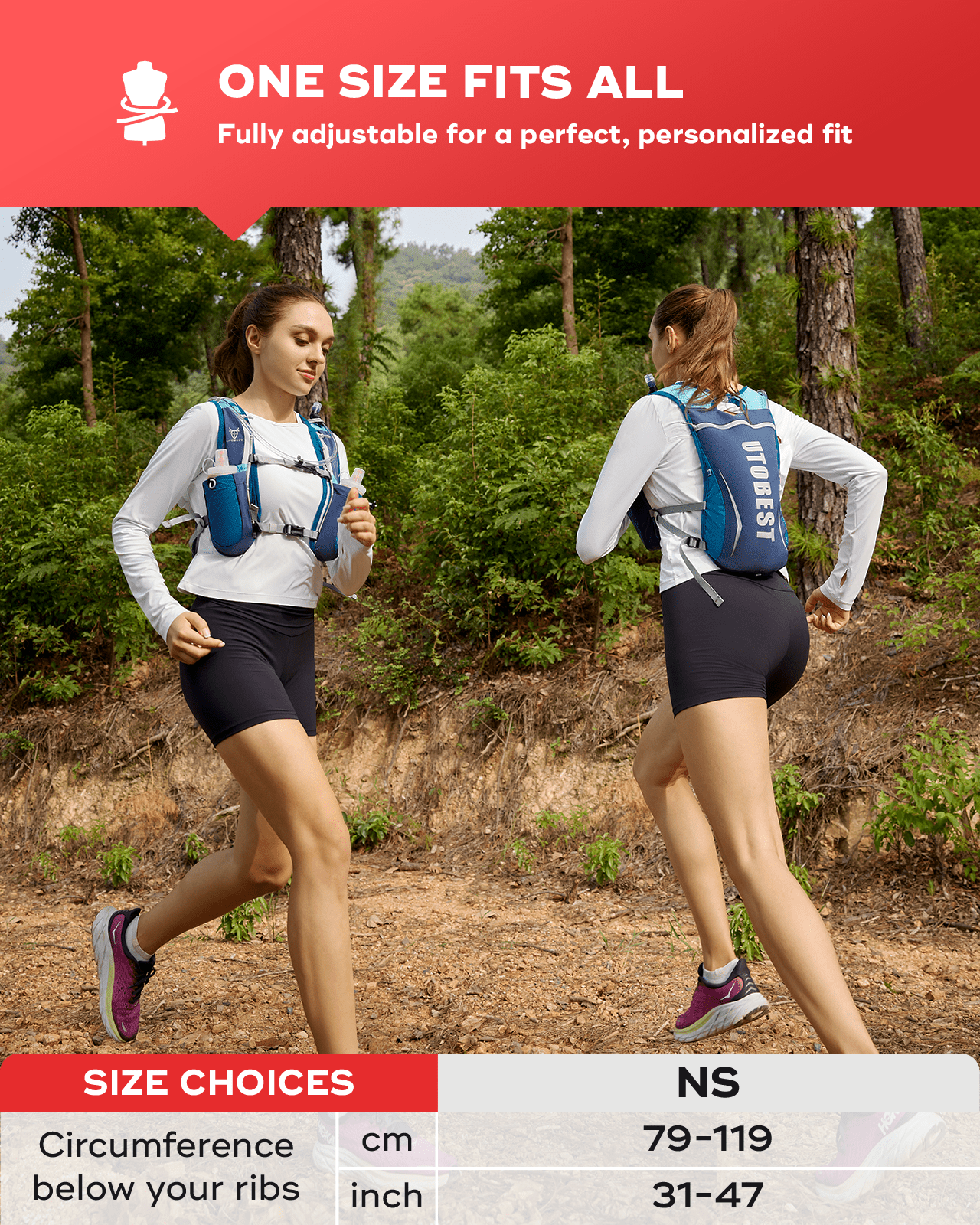 UTOBEST Running Backpacks Lightweight Hydration Pack Functional Running Vest 5L