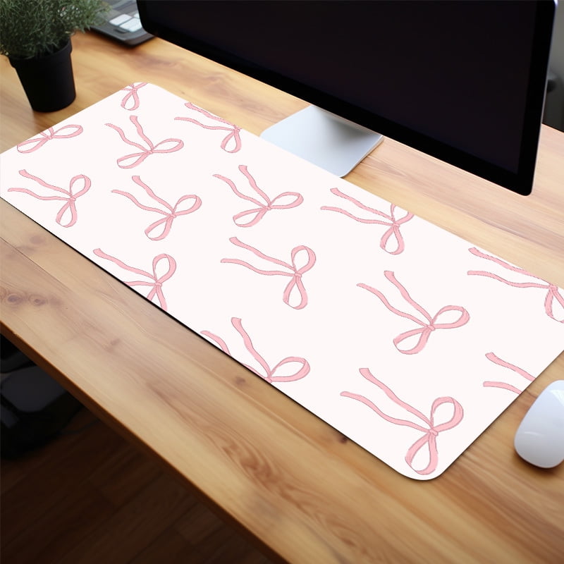 Pink Bow Large Gaming Mouse Pad - Non-Slip, Aesthetic Desk Mat For Women & Girls - Perfect Birthday Gift
