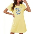 thumbnail image 4 of QQAMB Women Nightgowns Soft Sleepshirts Short Sleeve Printed Nightshirt Crewneck Sleepwear Loose Comfy Pajama Dress With Pockets Yellow M, 4 of 7