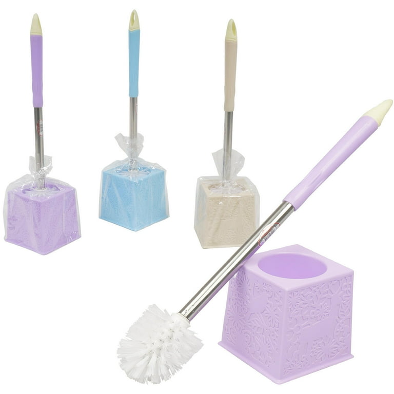 16 Inches Toilet Brush Holder Set for Bathroom Durable Assorted color Blue Purple Beige 1 set Quantity